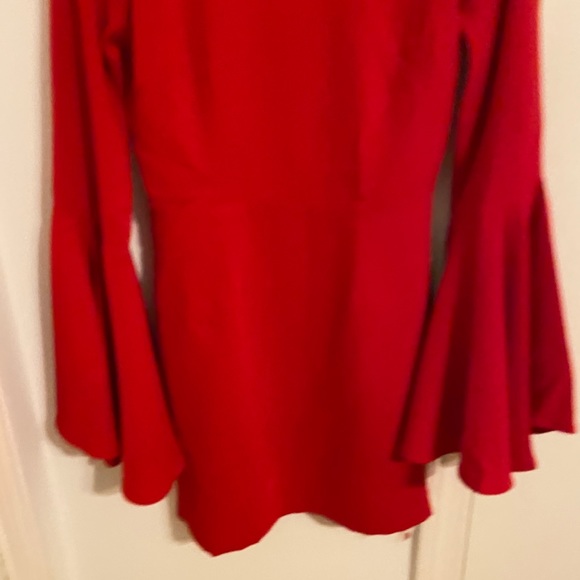 BRAND NEW WITH TAGS LULUS RED BELL SLEEVE DRESS - Picture 5 of 5